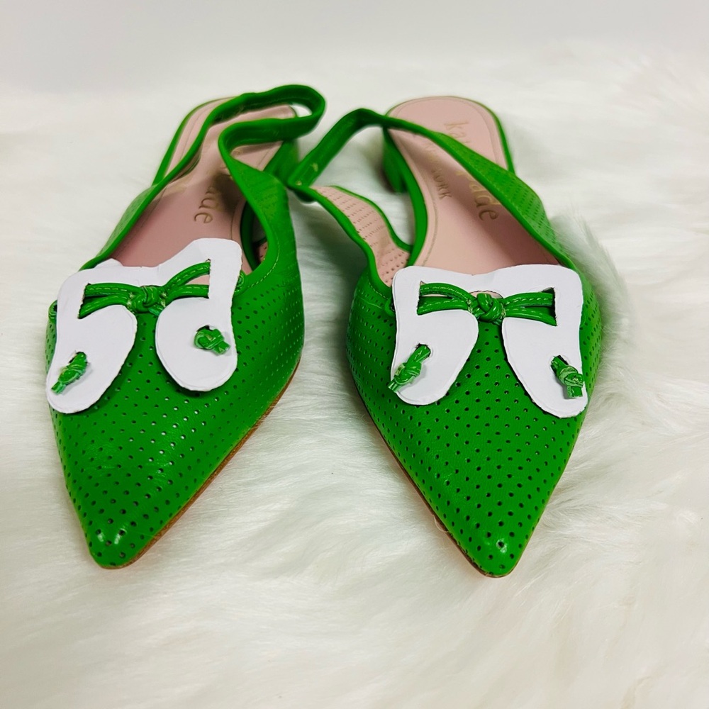Kate Spade Veronica Perforated Leather Slingback Mules In Green NWOB - Picture 6 of 12